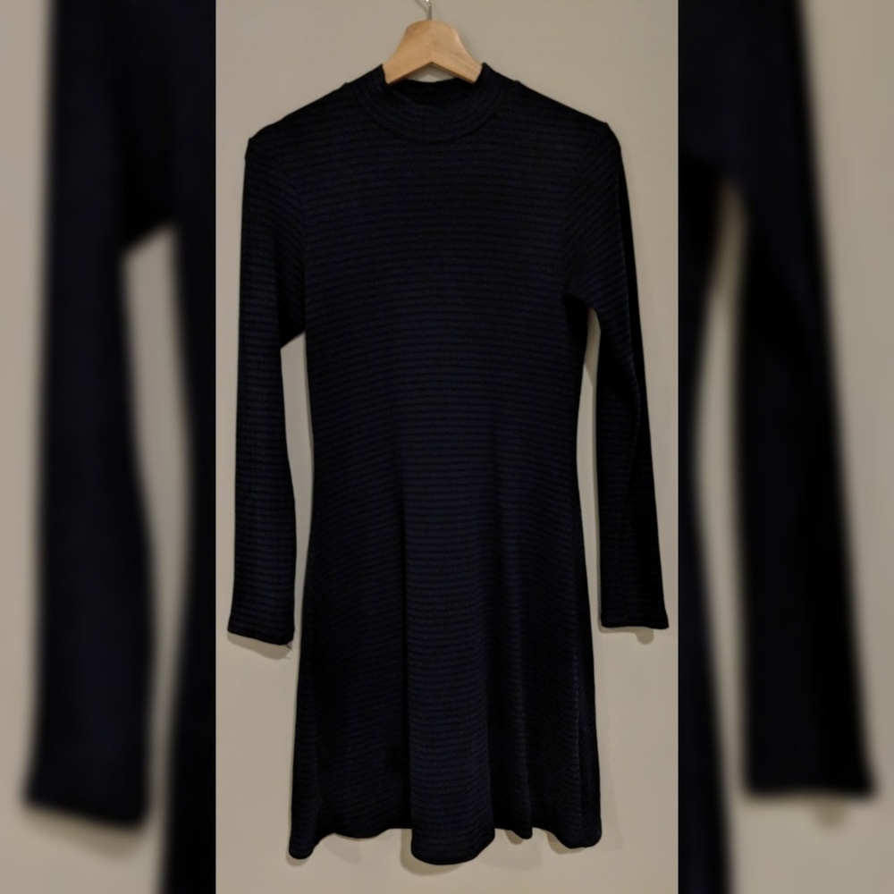 American Apparel Rib Long Sleeve Navy Black Stripe